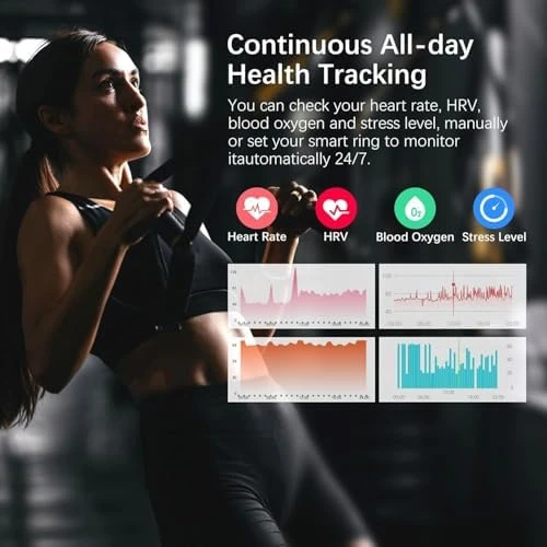 Fitness Ring with Heart Rate, Blood Oxygen, Stress, Sleep, and Step Tracking — Smart Ring, REWSX