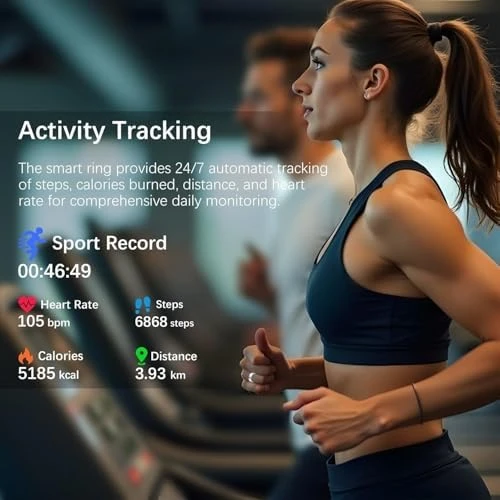 Fitness Ring with Heart Rate, Blood Oxygen, Stress, Sleep, and Step Tracking — Smart Ring, REWSX