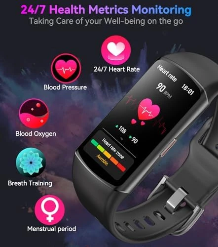 Fitness Tracker with Heart Rate, Blood Oxygen, Blood Pressure, Sleep Tracking, 120 Sports Modes, and Waterproof Design — Smart Watch, Bestinn