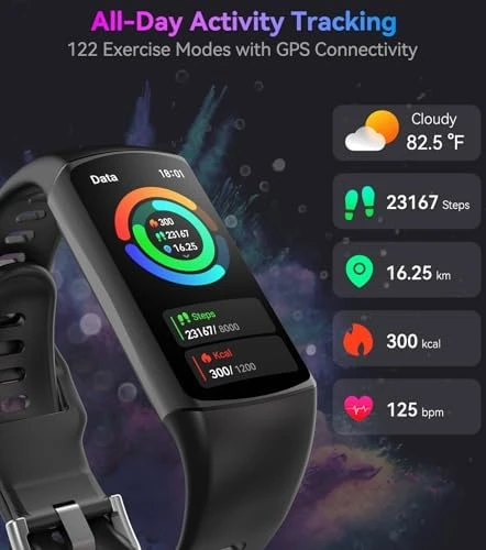 Fitness Tracker with Heart Rate, Blood Oxygen, Blood Pressure, Sleep Tracking, 120 Sports Modes, and Waterproof Design — Smart Watch, Bestinn