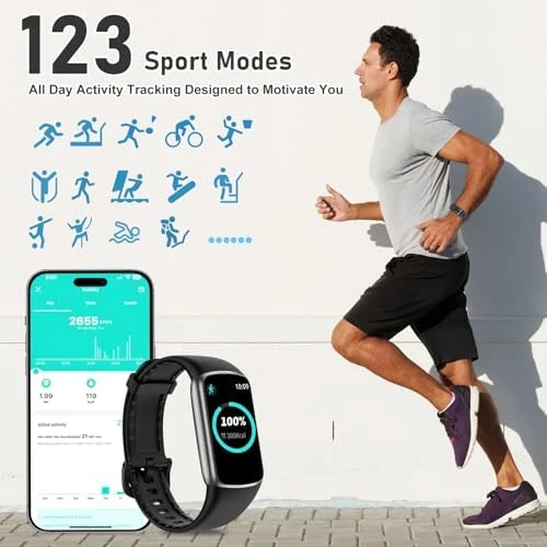 Fitness Tracker with Heart Rate, Blood Oxygen, Sleep Monitor, Sports Modes, Waterproof Step Counter — Fitness Tracker, Zeacool