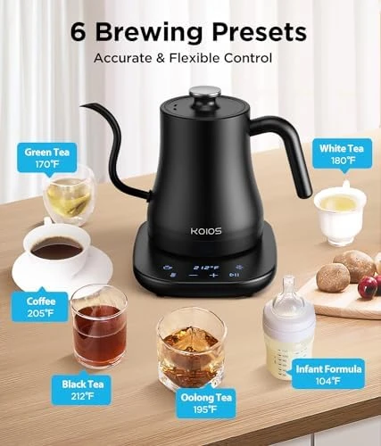 Gooseneck Electric Kettle with Temperature Control and Mute Mode — Electric Kettle, KOIOS