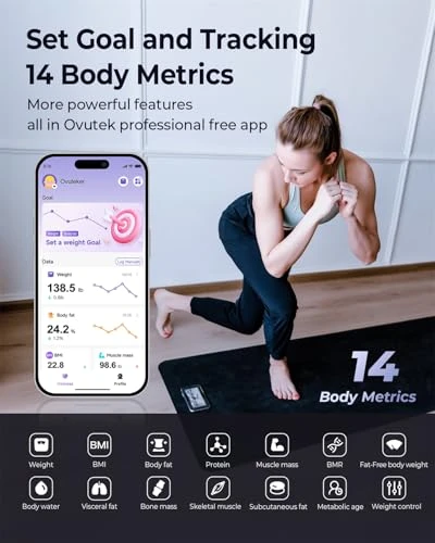 Smart Scale for Body Weight, BMI, Body Fat, Muscle Mass — Smart Scale, OVUTEK