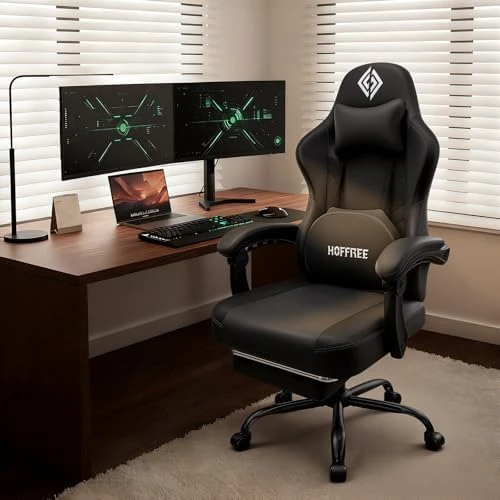 3D Kneading Massage Gaming Chair with Heated Lumbar Support and Footrest — Smart Chairs, HOFFREE