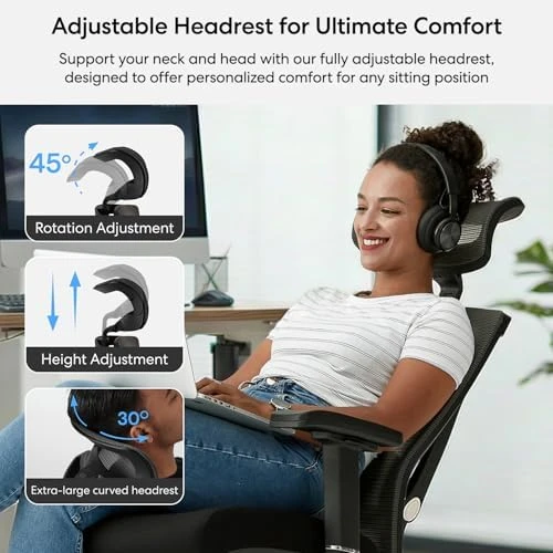 Ergonomic Office Chair with Adjustable Lumbar Support and Headrest — Smart Chairs, Autonomous