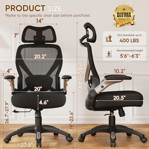 Ergonomic Office Chair with Adjustable Lumbar Support and 5D Arms — Smart Chairs, GABRYLLY