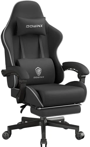 Fabric Gaming Chair with Pocket Spring Cushion, Massage, and Footrest — Smart Chairs, Dowinx