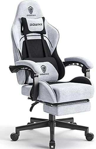 Fabric Gaming Chair with Pocket Spring Cushion, Massage, and Footrest — Smart Chairs, Dowinx