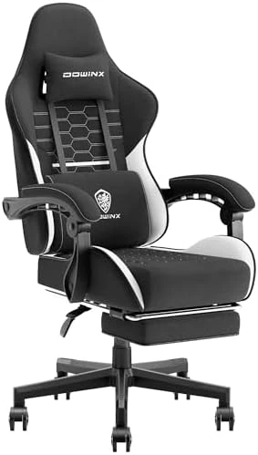 Fabric Gaming Chair with Pocket Spring Cushion, Massage, and Footrest — Smart Chairs, Dowinx