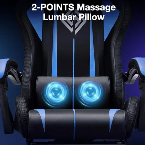 Gaming Chair with Bluetooth Speakers, RGB LED Lights, Massage Lumbar Support, and Retractable Footrest — Smart Chairs, VANSPACE