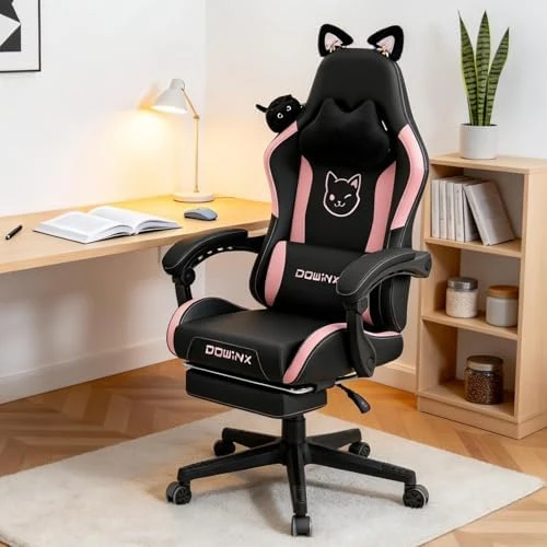 Gaming Chair with Cat Ears and Massage Lumbar Support — Smart Chairs, Dowinx