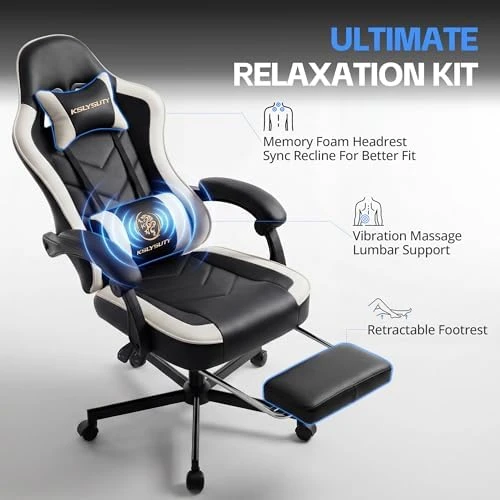 Gaming Chair with Footrest and Lumbar Support — Smart Chairs, Kslysuty