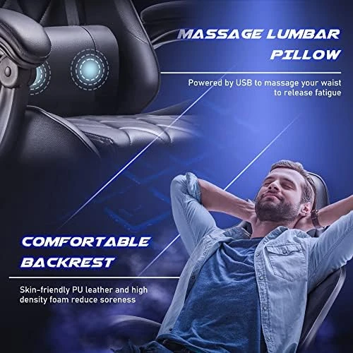 Gaming Chair with Footrest and Massage Lumbar Support — Smart Chairs, Homall
