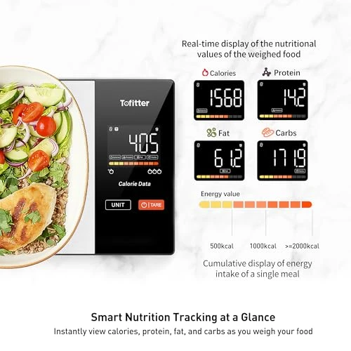Kitchen Scales Food Scales Calorie Counting Nutrition Food Scale with Free App & Bluetooth Tracks 20 Nutrients — Smart Scale, Tofitter