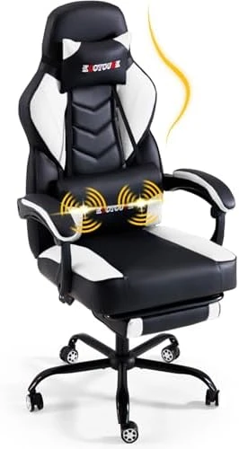 Massage Gaming Chair with Lumbar Support and Footrest — Smart Chairs, ECOTOUGE