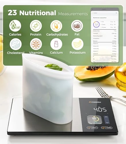 Smart Food Kitchen Scale with Nutrition Calculator and Color Display — Smart Scale, Atogou