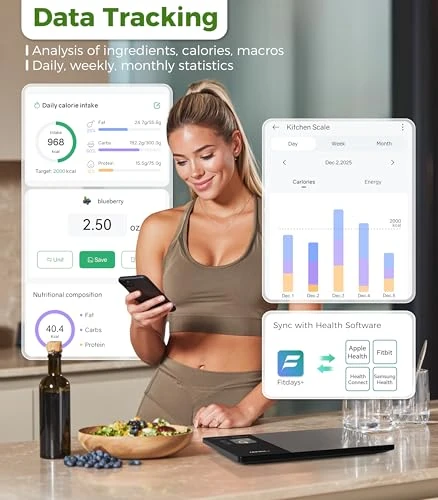 Smart Food Kitchen Scale with Nutrition Calculator and Color Display — Smart Scale, Atogou