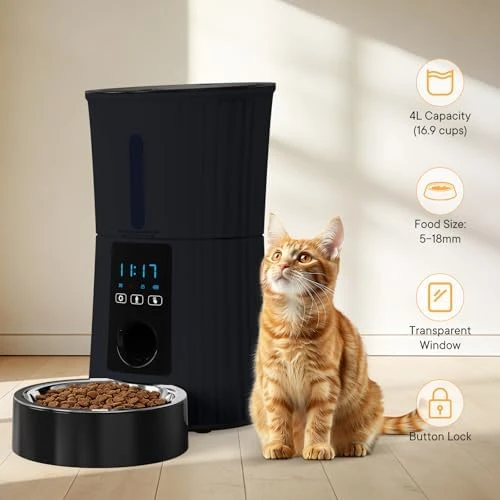 Automatic Pet Feeder with Voice Recorder and App Control — Automatic Pet Feeder, NEWBULIG