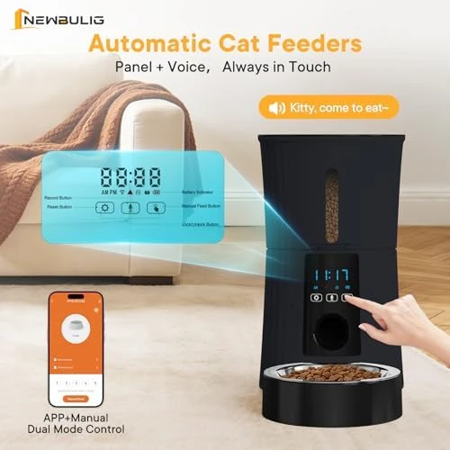Automatic Pet Feeder with Voice Recorder and App Control — Automatic Pet Feeder, NEWBULIG