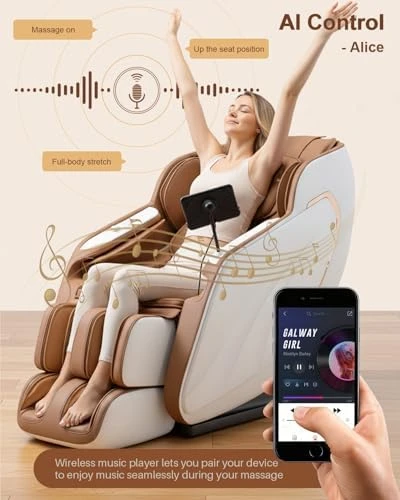 Full Body Zero Gravity Shiatsu Massage Recliner Chair with Heat, AI Voice Control, and Smart Screen — Massage Chairs, Msutree