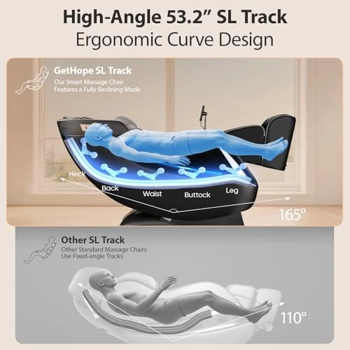 Massage Chair Full Body Ultra Long SL-Track Zero Gravity Recliner with Foot Roller, Airbags, Heating, AI Voice, Yoga... — Massage Chairs, Gethope