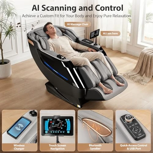 Massage Chair Full Body Ultra Long SL-Track Zero Gravity Recliner with Foot Roller, Airbags, Heating, AI Voice, Yoga... — Massage Chairs, Gethope