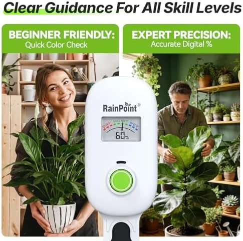 Visual Gauge Digital Smart Wireless Plant Moisture Meter Kit — Soil Moisture Sensor, RainPoint