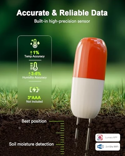 Wireless WiFi Moisture and Temperature Soil Meter — Soil Moisture Sensor, Lumary