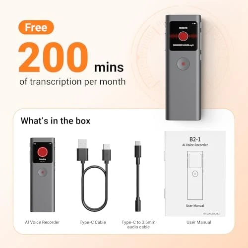 AI Digital Voice Recorder with Transcription and Summarization — Translator Device, Yorlu