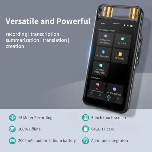 Voice Recorder with Transcription and Translation — Translator Device, Rpbznr