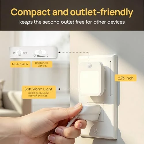Plug-in Night Light with Motion Sensor and Dusk-to-Dawn Sensor — Smart Plug, Generic