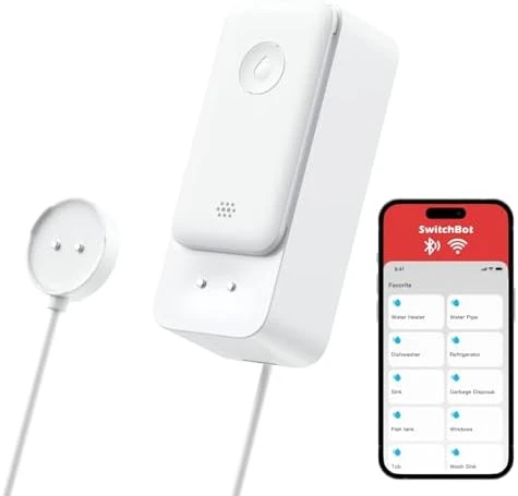 WiFi Water Leak Detector with Adjustable Alarm and App Alerts — Water Shut Off Valve, SwitchBot