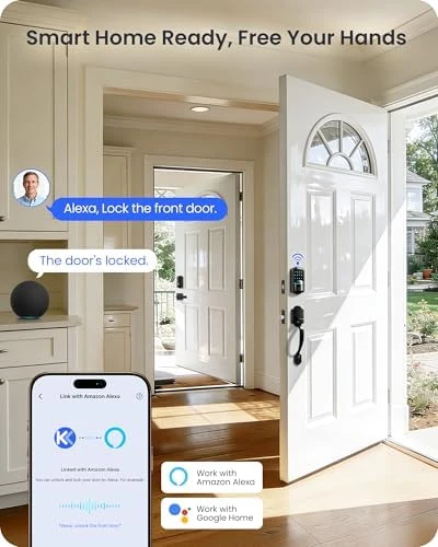 Built-in Wi-Fi Fingerprint Smart Deadbolt Lock with Handleset — Smart Lock, Veise