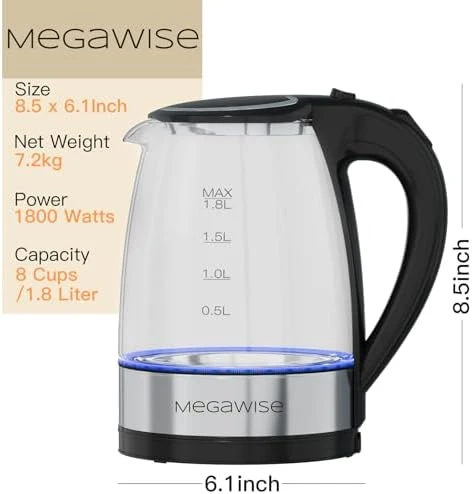 Electric Glass Kettle with Auto Shut-Off — Electric Kettle, MEGAWISE