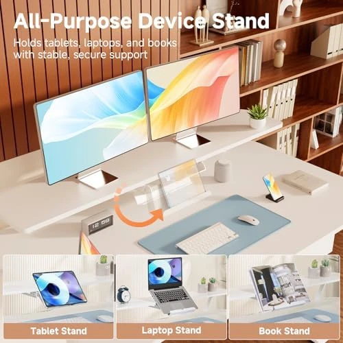 Electric Standing Desk with Drawers and Monitor Stand — Standing Desk, COMHOMA