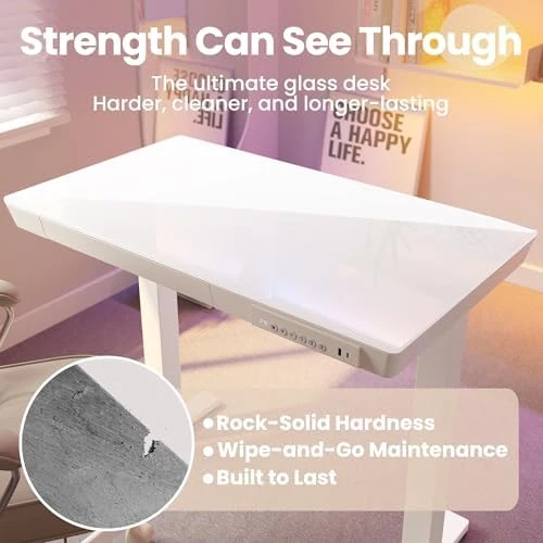 Glass Standing Desk with Drawers — Standing Desk, HUANUO