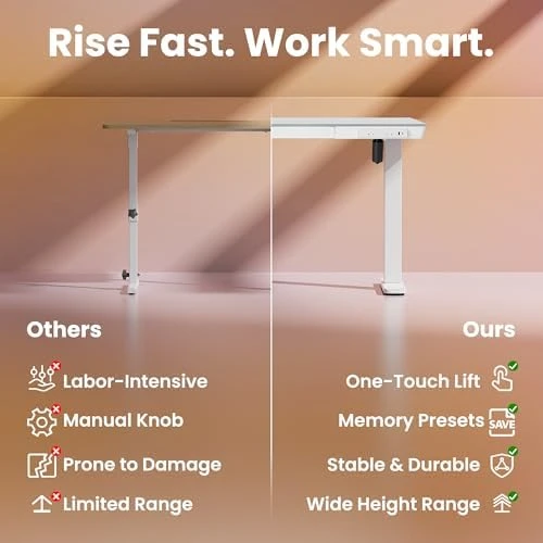 Glass Standing Desk with Drawers — Standing Desk, HUANUO