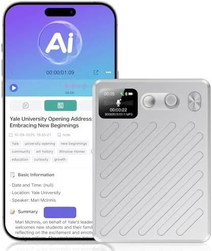 Voice Recorder with AI Transcription and Display — Translator Device, AOSRAU