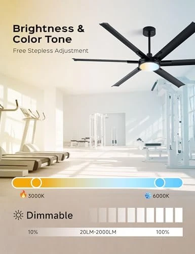 65 Inch Ultra-thin Smart Ceiling Fan with WiFi Alexa APP Remote Control, Whole Aluminum DC Motor and Blades, 6 Speed,... — Smart Fan, ECOiTEL