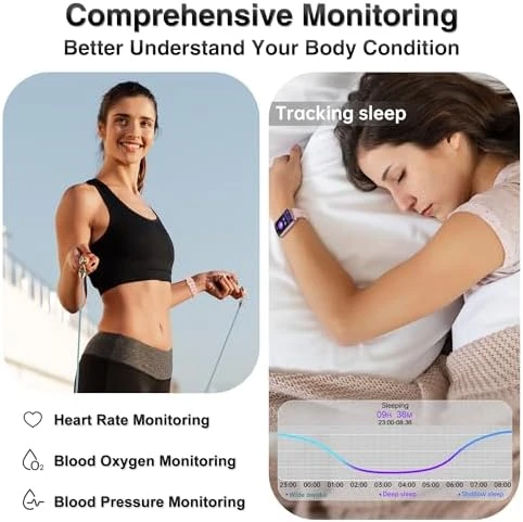 Fitness Tracker with Heart Rate, Blood Pressure, Blood Oxygen Monitor, Sleep Tracker, and Waterproof Design — Fitness Tracker, RLQA