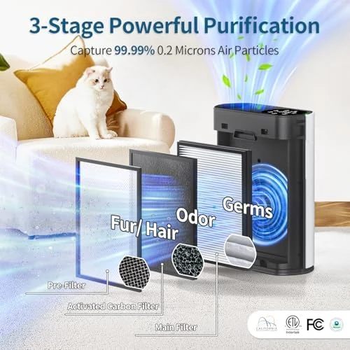 Large Room Air Purifier with True HEPA and Air Quality Display — Air Purifier, ECOSELF