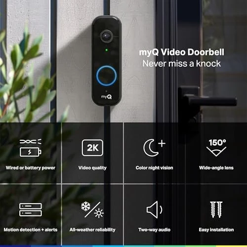 Video Doorbell with 2K Camera, Color Night Vision, and Motion Detection — Video Doorbell, CHAMBERLAIN