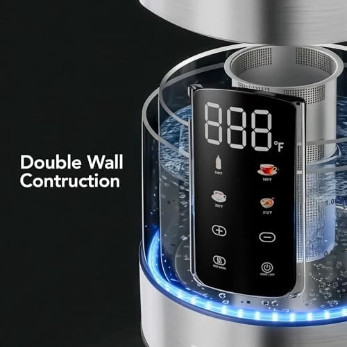 Digital Glass Electric Tea Kettle with Color-Changing LED Lights — Electric Kettle, OVENTE