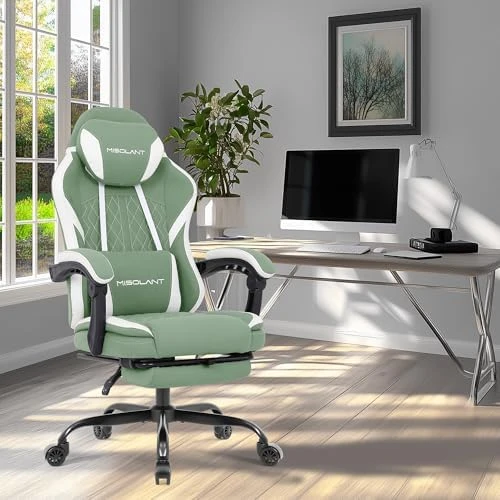 Gaming Chair with Footrest, Adjustable Headrest, Massage Lumbar Support, and Reclining Function — Smart Chairs, Misolant