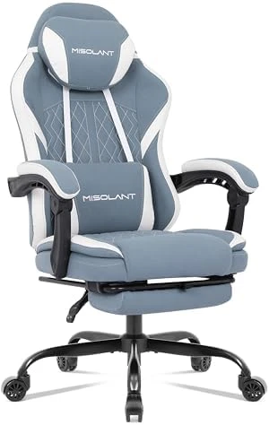 Gaming Chair with Footrest, Adjustable Headrest, Massage Lumbar Support, and Reclining Function — Smart Chairs, Misolant