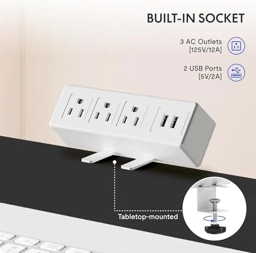 Whole-Piece Standing Desk with Clamp Power Strip — Standing Desk, FLEXISPOT