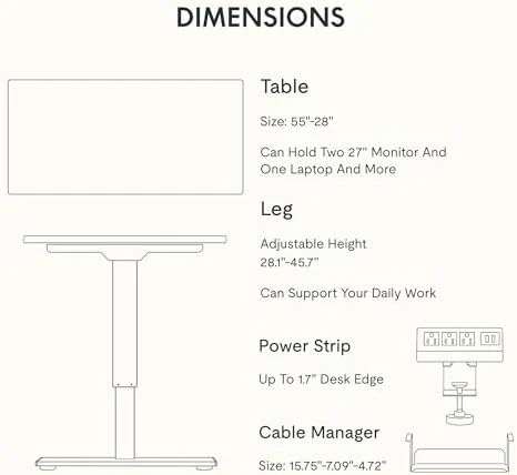 Whole-Piece Standing Desk with Clamp Power Strip — Standing Desk, FLEXISPOT