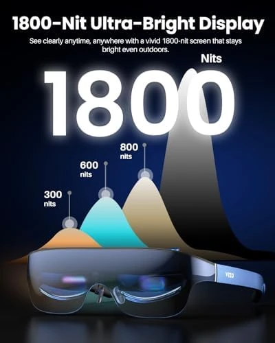 AR Glasses with Ultra-Bright Display, Built-in Stereo Speakers, Adjustable Myopia Correction, 118-Inch Virtual Mega... — Smart Glasses, TOZO
