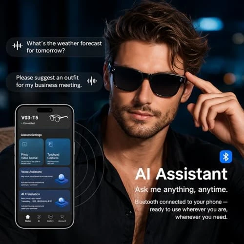 Smart Glasses with Camera, Bluetooth, and Real-Time Translation — Smart Glasses, Dmcetu