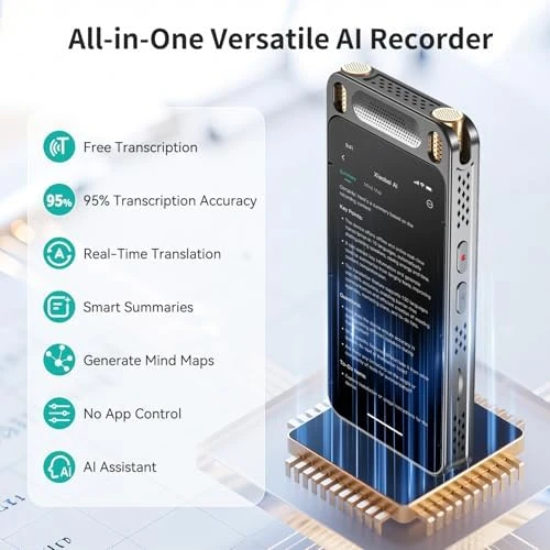 Voice Recorder with AI Transcription and Translation — Translator Device, Fivegren